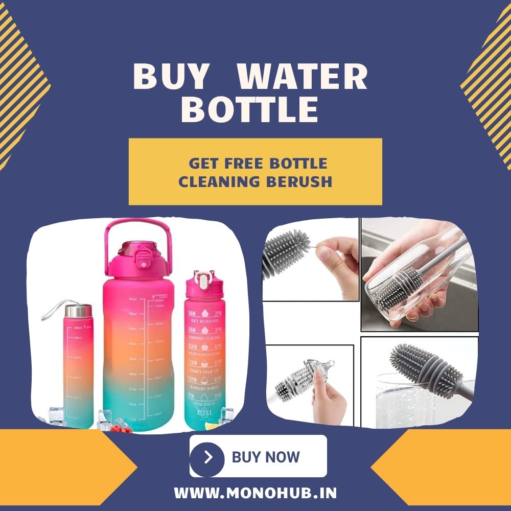 3-in-1 Motivational Water Bottle + Premium Bottle Cleaning Brush - Buy 2 @ Combo