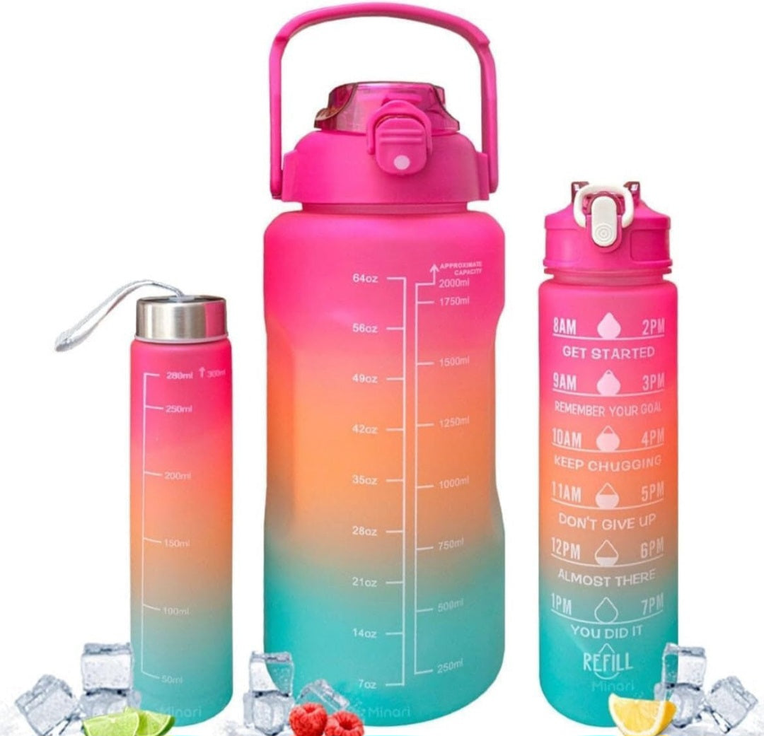 3-in-1 Motivational Water Bottle + Premium Bottle Cleaning Brush - Buy 2 @ Combo