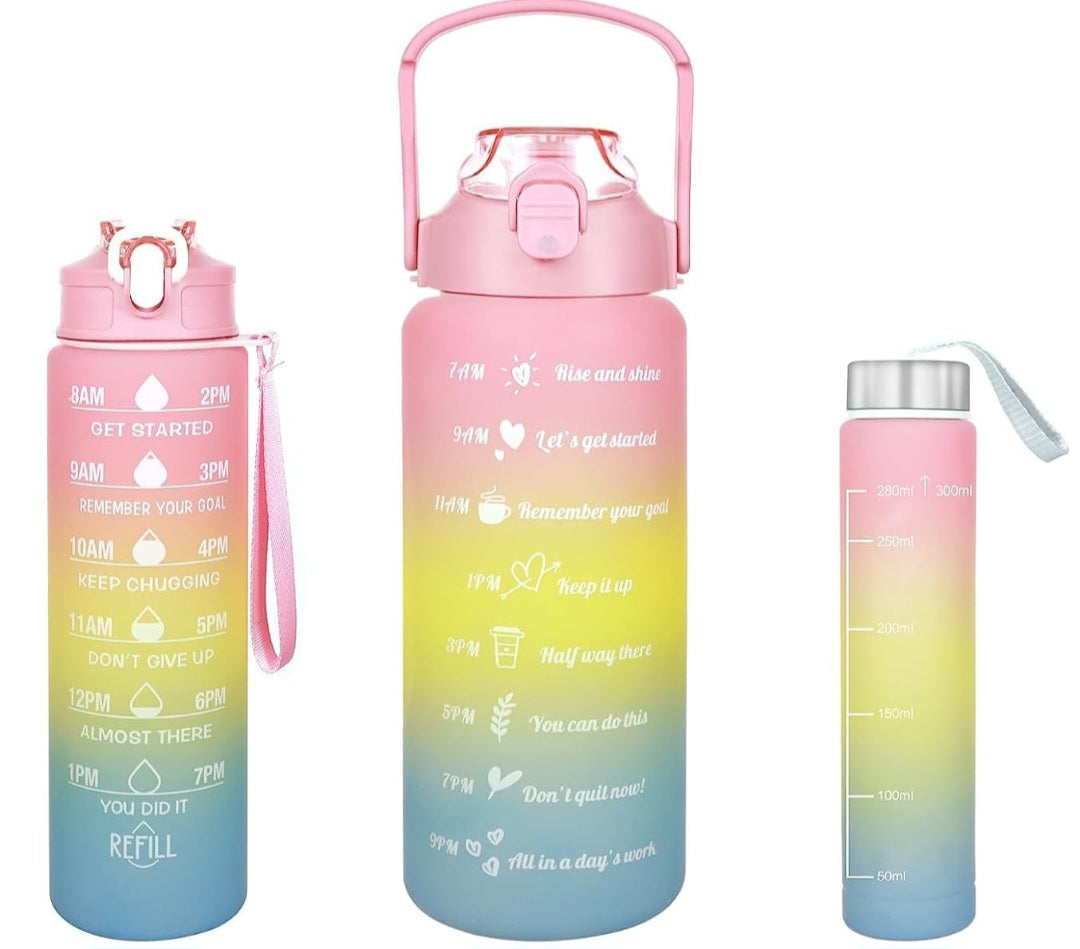 3-in-1 Motivational Water Bottle + Premium Bottle Cleaning Brush - Buy 2 @ Combo