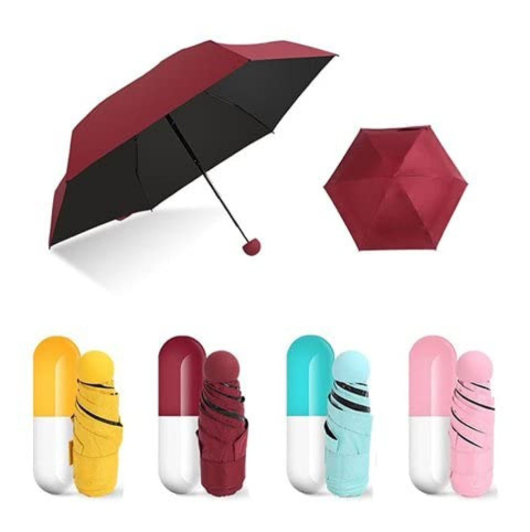 Mini Capsule Umbrella – Portable, Lightweight & UV Protection (Multicolor)