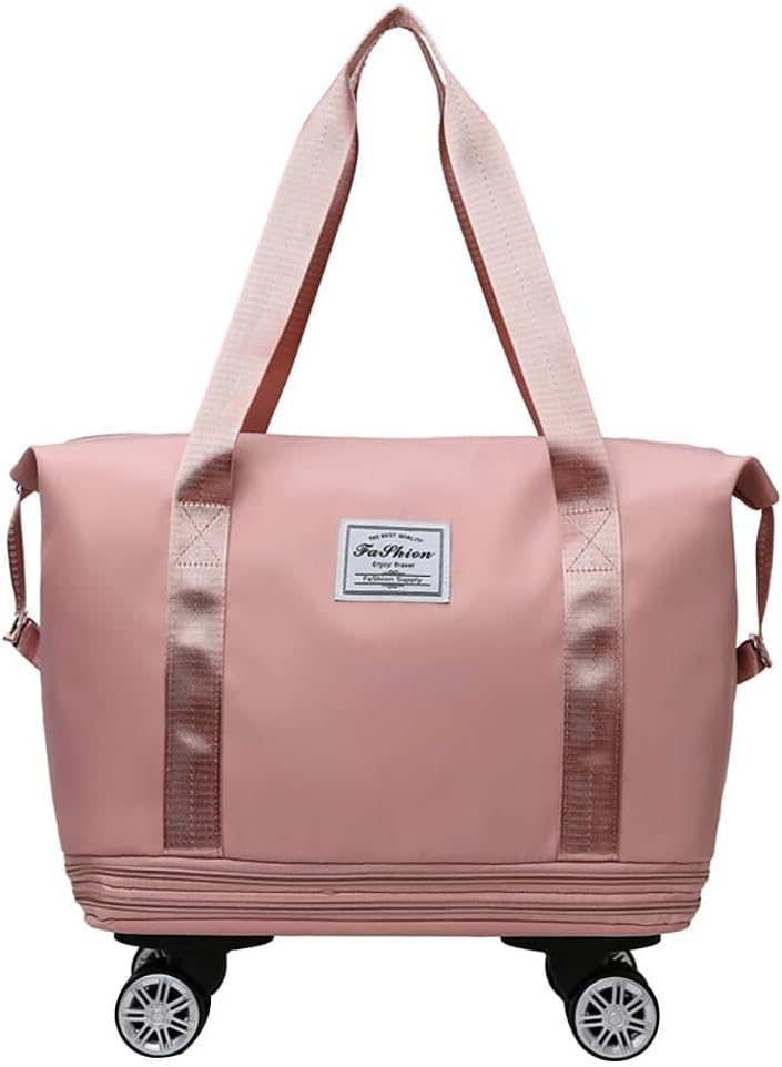 Expandable Tote Bag with Wheels & Shoulder Strap - Multicolor