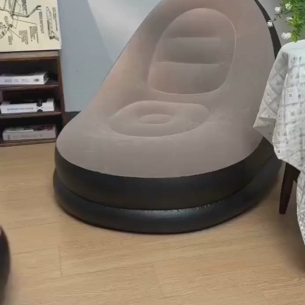 2-in-1 Air sofa and Ottoman with Electric Pump-Black and Beige